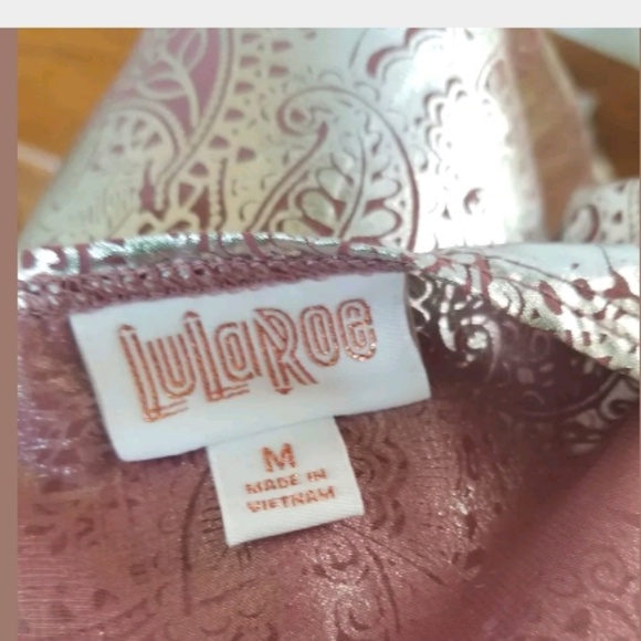 LuLaRoe Joy Pink Silver Paisley Vest Duster Medium - Picture 7 of 8